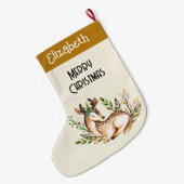  Waterverf Deer Laying Down Boho Grote Kerstsok (Achterkant (Hangend))