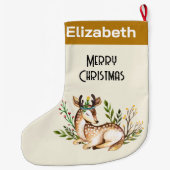 Waterverf Deer Laying Down Boho Grote Kerstsok (Achterkant)