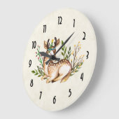  Waterverf Deer Laying Down Boho Grote Klok (Hoek)