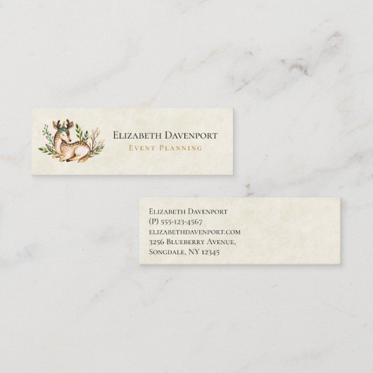  Waterverf Deer Laying Down Boho Mini Visitekaartje (Voorkant / Achterkant)