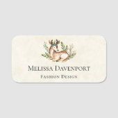 Waterverf Deer Laying Down Boho Naamplaatje (Voorkant)