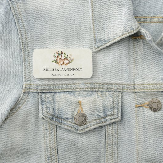 Waterverf Deer Laying Down Boho Naamplaatje (In situ)