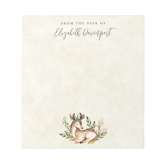 Waterverf Deer Laying Down Boho Notitieblok (Voorkant)