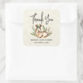 Waterverf Deer Laying Down Boho Vierkante Sticker (Tas)