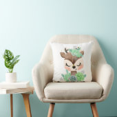 Waterverf Deer met Succulent Sierkussen (Stoel)