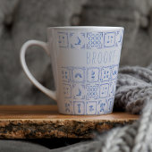 Waterverf Delfts Blauw en Witte Tegel | Monogram Latte Mok