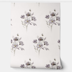 waterverf delicate bloem gedempt paarse behang