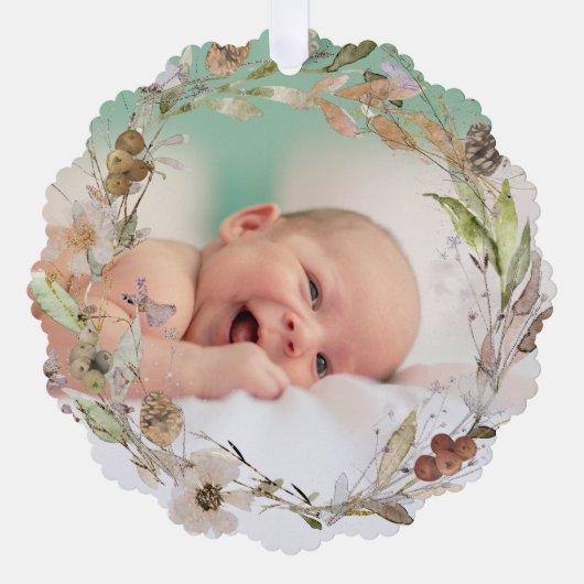 waterverf delicate herfst krans nieuwe baby ornament kaart (Voorkant)