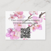 Waterverf delicate roze bloemen QR bruiloft Informatiekaartje (Voorkant)