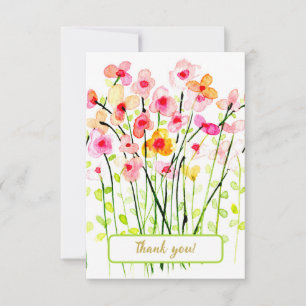 Waterverf delicate wilde bloemen. Met vriendelijke Bedankkaart