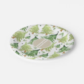 Waterverf dennenbomen modern rustiek Kraft feest Papieren Bordje (Gekanteld)