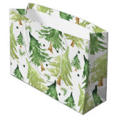 Waterverf Dennenbomen Modern Rustiek Monogram Kraf Groot Cadeauzakje (Achterkant Gekanteld)