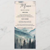 Waterverf dennenboom berg bruiloft menu (Voorkant)