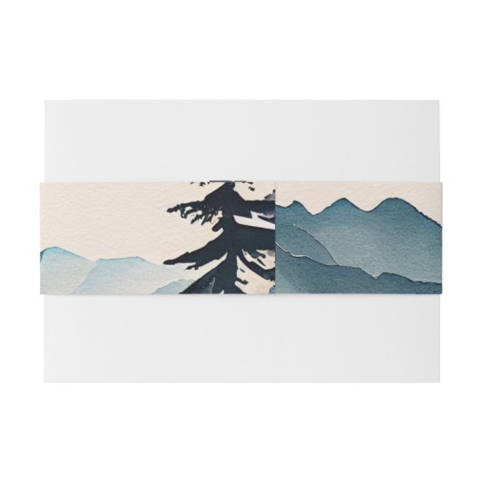 Waterverf dennenboom berg bruiloft uitnodigingen wikkel (Achterkant Voorbeeld)