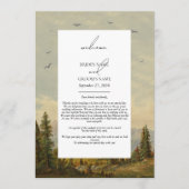 Waterverf dennenboom bos trouwroute programma (Voorkant)