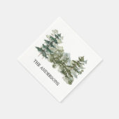 Waterverf dennenbos & berg rustiek servet (Hoek)