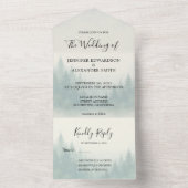 Waterverf dennenbos bruiloft all in one uitnodiging (Binnen)