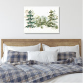 Waterverf dennenbos en berg esthetisch canvas afdruk (Insitu (Slaapkamer))