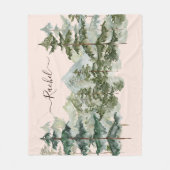 Waterverf dennenbos en berg esthetisch fleece deken (Voorkant)