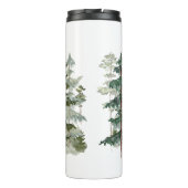 Waterverf dennenbos en berg esthetisch thermosbeker (Achterkant)