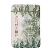 Waterverf dennenbos en berg rustiek badmat (Voorkant Verticaal)