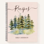 Waterverf dennenbos Recept Cookbook Notitieboek (Voorkant)
