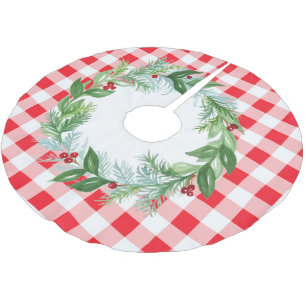 Waterverf Dennenkrans Rood Geruit Kerst Kerstboom Rok