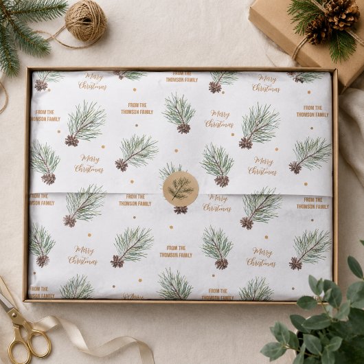Waterverf Dennentak Kerst Script Tissuepapier