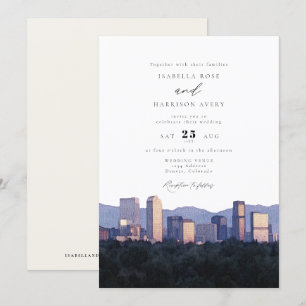 Waterverf Denver Colorado City Skyline Wedding Kaart