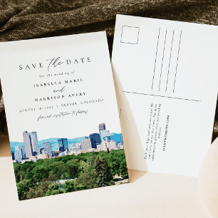 Waterverf Denver Colorado Skibergrivierd Silhouet Briefkaart