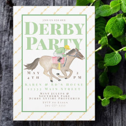 Waterverf Derby Party Horse Jockey Race Kaart