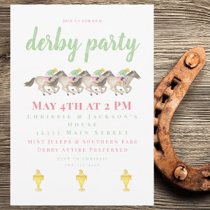 Waterverf Derby Party Horse Racing Cups Kaart