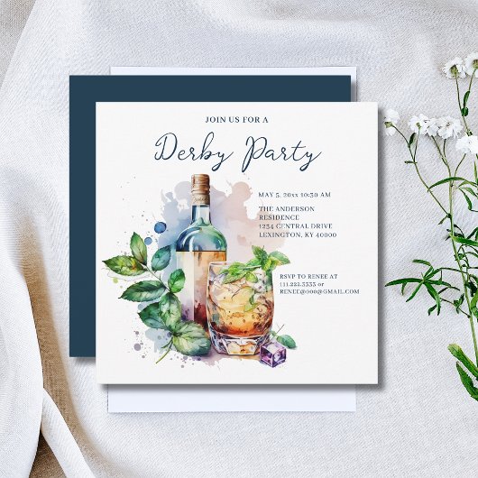 Waterverf Derby Party Mint Julep Kaart