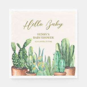 Waterverf Desert Cactus Garden Baby shower Servet
