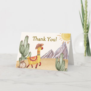 Waterverf Desert Cactus Llama Cowboy Baby shower Bedankkaart