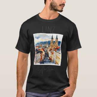 Waterverf design van linz-oostenrijk t-shirt