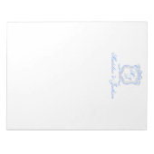 Waterverf Designer Blauw Monogram Crest Bruiloft Notitieblok (Voorkant)