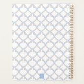 Waterverf Designer Blauw Monogram Crest Bruiloft Planner (Achterkant)