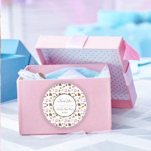 Waterverf desserts voor Baby shower Dank u Ronde Sticker