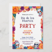 💀 Waterverf Día de Muertos Feestuitnodiging Kaart (Voorkant)