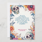 💀 Waterverf Día de Muertos Party Invitation Kaart (Achterkant)