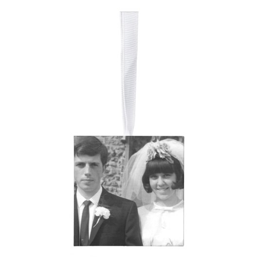 Waterverf diamanten hart 60e Jubileum foto Kubus Ornament (Rechts)