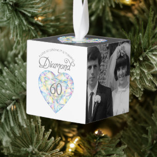 Waterverf diamanthart 60e Jubileum foto Kubus Ornament