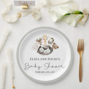 Waterverf dieren Faux modern Gold Baby shower Papieren Bordje