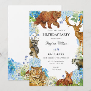 Waterverf Dieren Floral wildlife Kaart