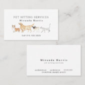 Waterverf Dieren Pet Sitter Dog Walker Visitekaartje (Voorkant / Achterkant)