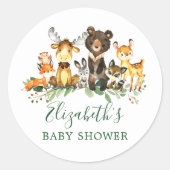 Waterverf Dieren uit het Bos Baby Shower Zegels (Voorkant)