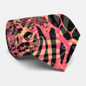 Waterverf Dierensafari Print Stropdas (Opgerold)