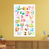 Waterverf Dierlijk Alfabet Schattig Educatief Canvas Afdruk (Insitu (Woonkamer))