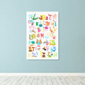 Waterverf Dierlijk Alfabet Schattig Educatief Canvas Afdruk (Insitu (Houten vloer))